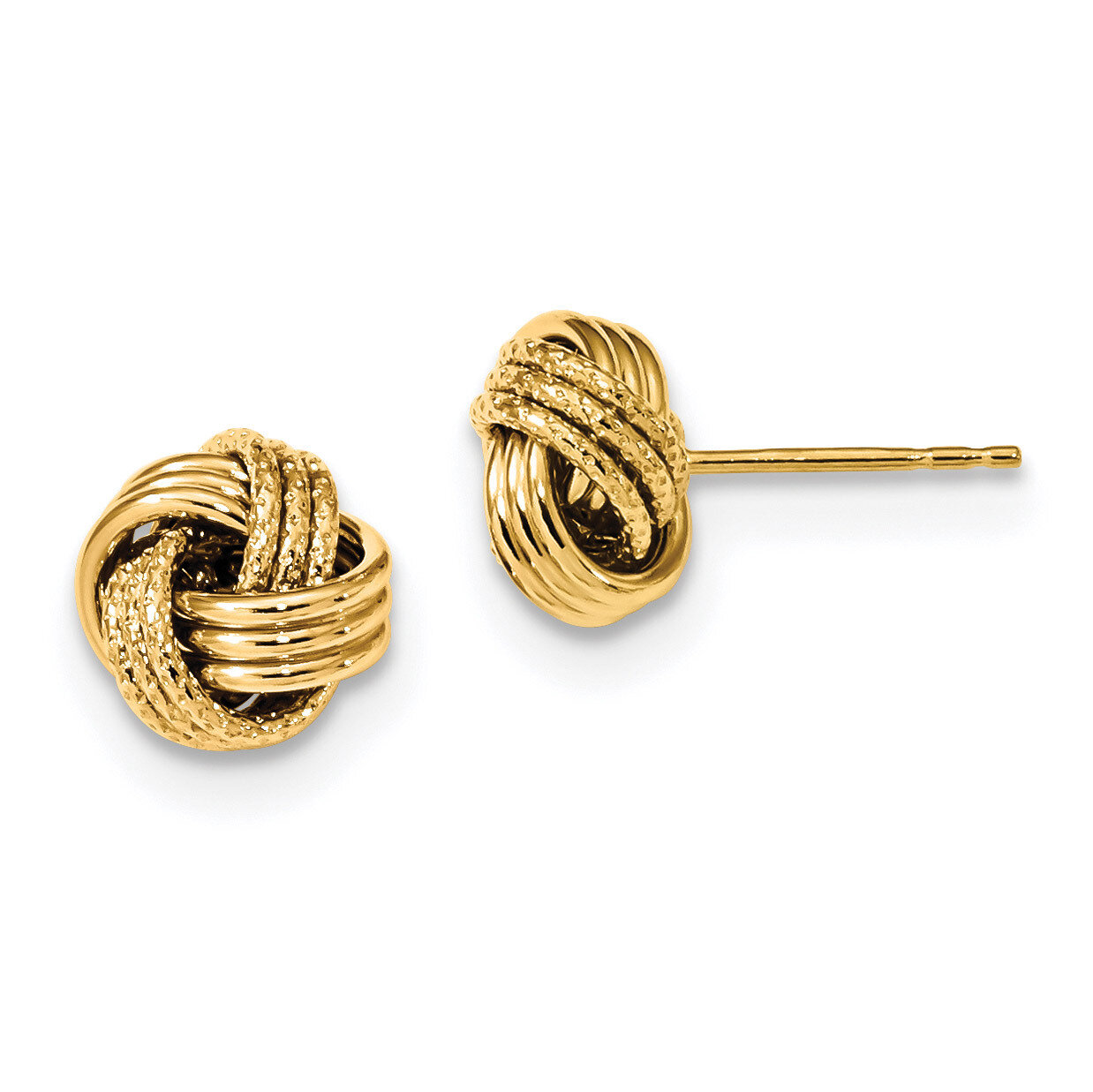 Textured Love Knot Post Earrings 14k Gold Polished TL1071, MPN: TL1071, 191101147425