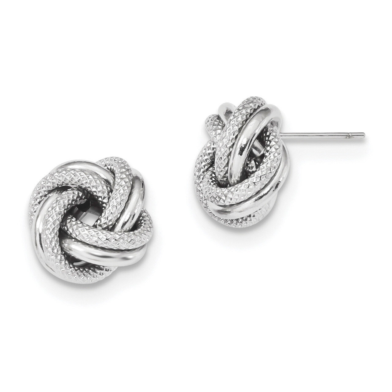 Polished Textured Double Love Knot Post Earrings 14k white Gold TL1074W, MPN: TL1074W, 191101055690