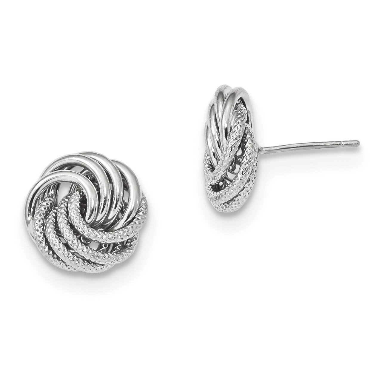 Polished Textured Fancy Swirl Post Earrings 14k white Gold TL1088W, MPN: TL1088W, 191101056383