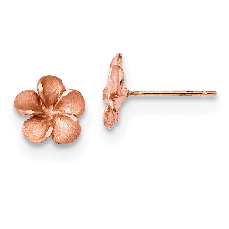 Diamond -cut Plumeria Post Earrings 14k Two-tone Gold TL1116R, MPN: TL1116R, 191101078385