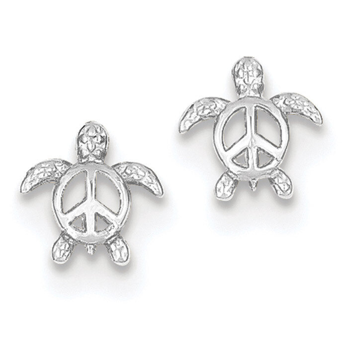 Peace Turtle Post Earrings 14k white Gold TM777W, MPN: TM777W, 191101056147