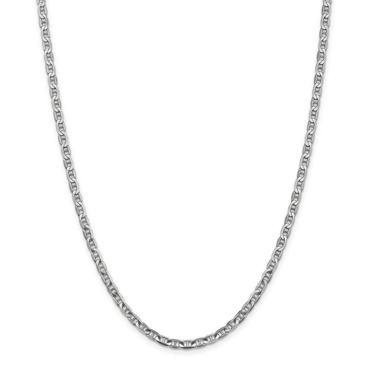 24 Inch 3.75mm Concave Anchor Chain 14k white Gold WCA100-24, MPN: WCA100-24, 886774420677