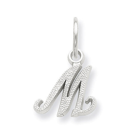 Casted Initial M Charm 14k white Gold WCH138-M