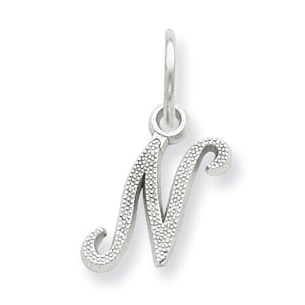 Casted Initial N Charm 14k white Gold WCH138-N