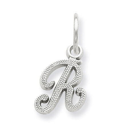 Casted Initial R Charm 14k white Gold WCH138-R