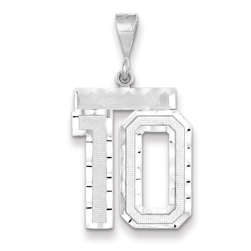 Number 10 Charm 14k white Gold Large Diamond -cut WLN10, MPN: WLN10, 883957123394