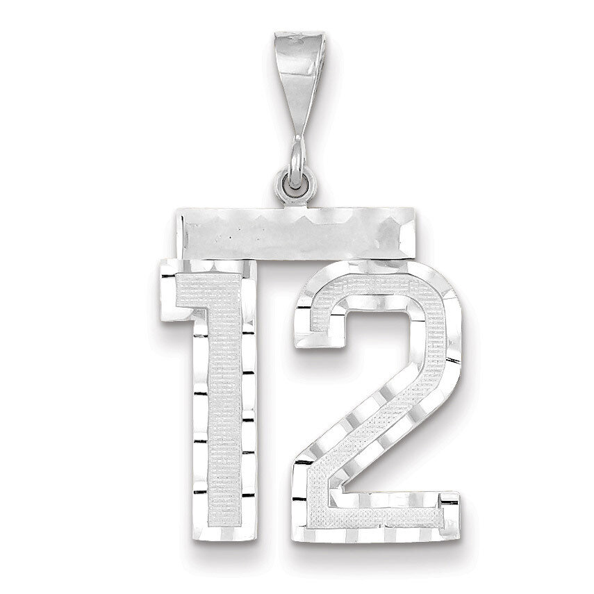 Number 12 Charm 14k white Gold Large Diamond -cut WLN12, MPN: WLN12, 883957123417