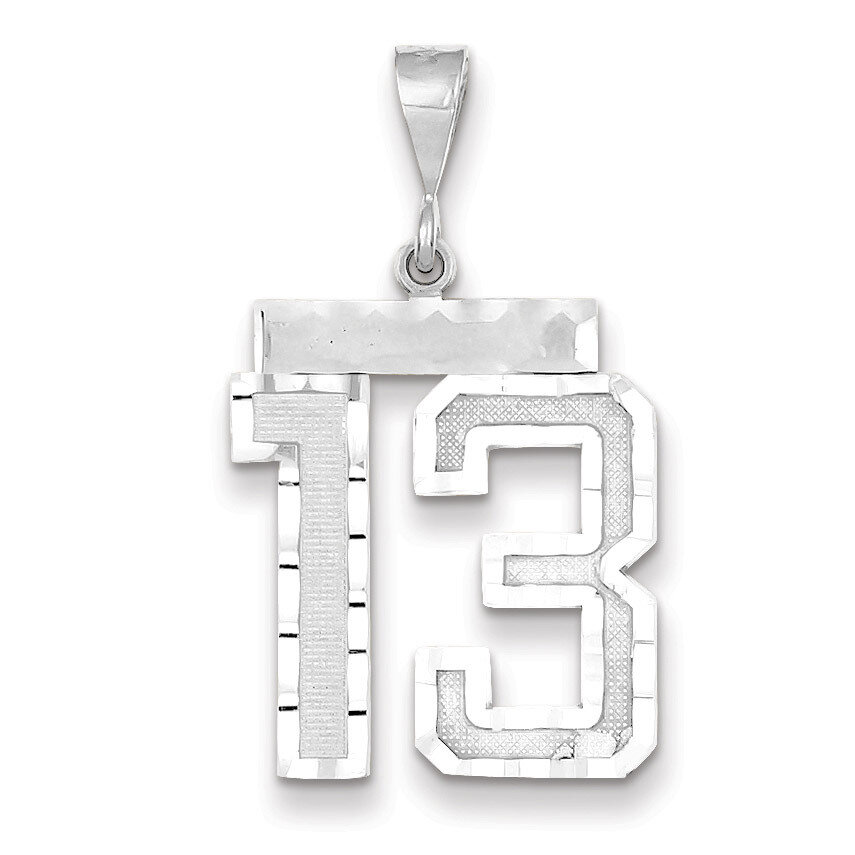 Number 13 Charm 14k white Gold Large Diamond -cut WLN13, MPN: WLN13, 883957123424