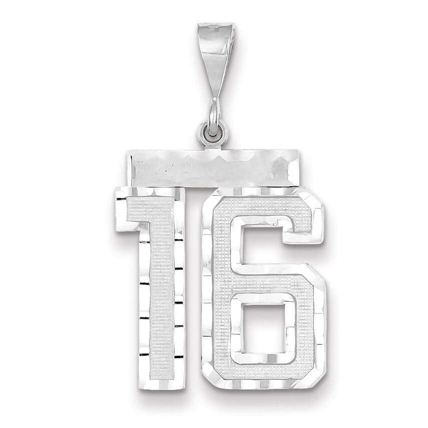 Number 16 Charm 14k white Gold Large Diamond -cut WLN16, MPN: WLN16, 883957123455