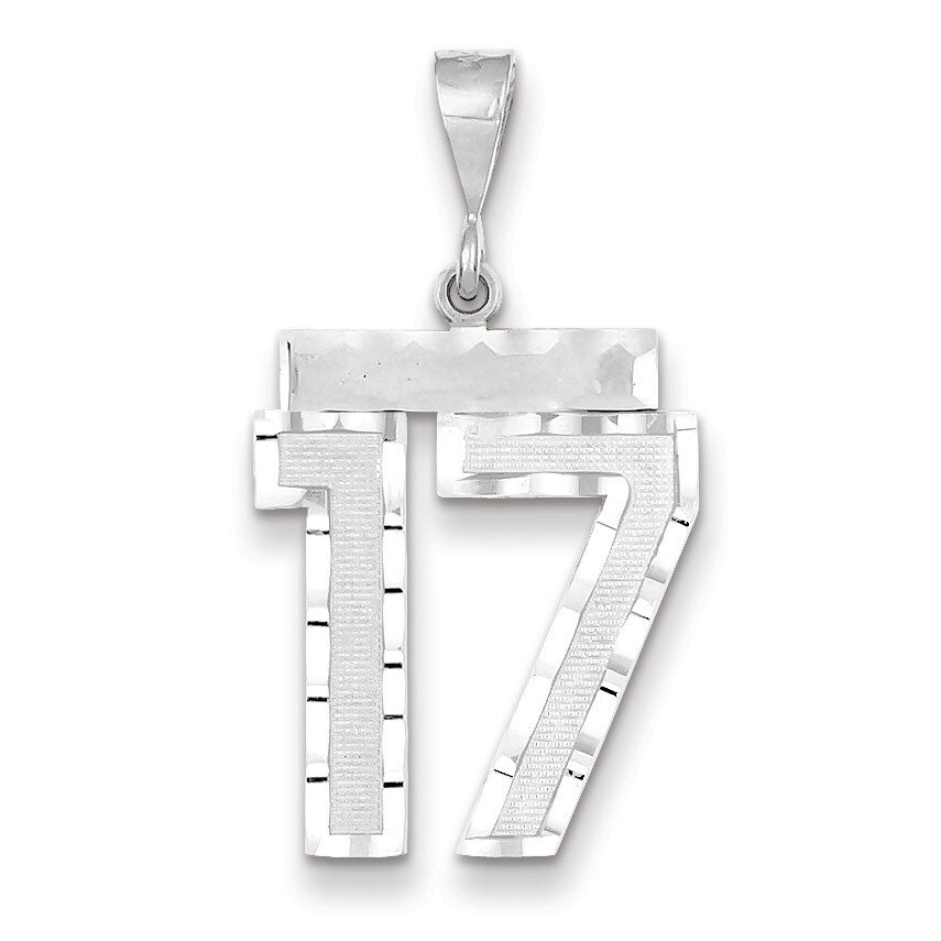Number 17 Charm 14k white Gold Large Diamond -cut WLN17, MPN: WLN17, 883957123462
