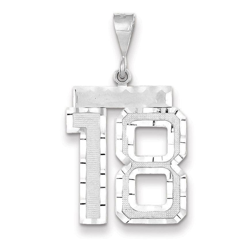 Number 18 Charm 14k white Gold Large Diamond -cut WLN18, MPN: WLN18, 883957123479