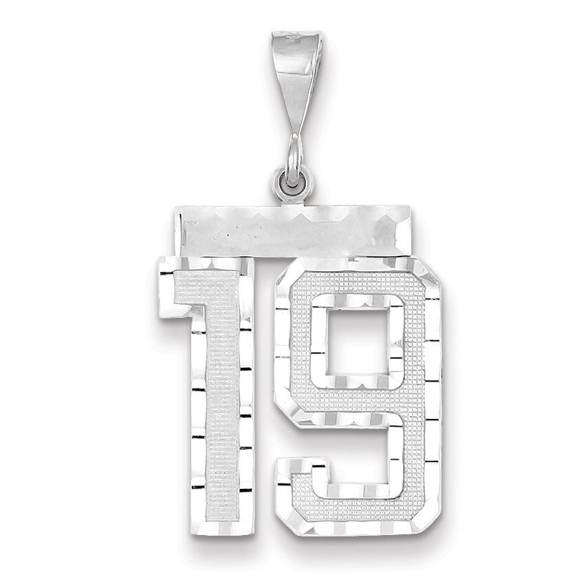 Number 19 Charm 14k white Gold Large Diamond -cut WLN19, MPN: WLN19, 883957123486