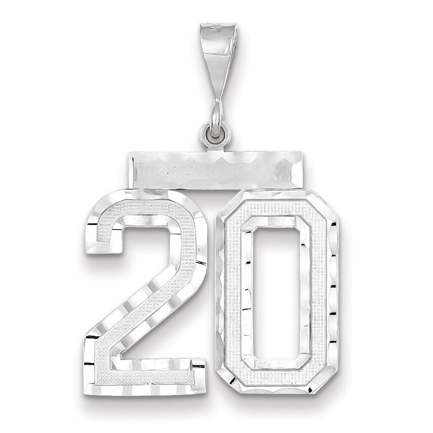 Number 20 Charm 14k white Gold Large Diamond -cut WLN20, MPN: WLN20, 883957123493