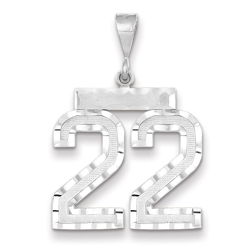 Number 22 Charm 14k white Gold Large Diamond -cut WLN22, MPN: WLN22, 883957123516