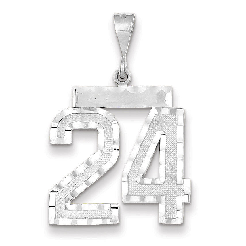 Number 24 Charm 14k white Gold Large Diamond -cut WLN24, MPN: WLN24, 883957123530