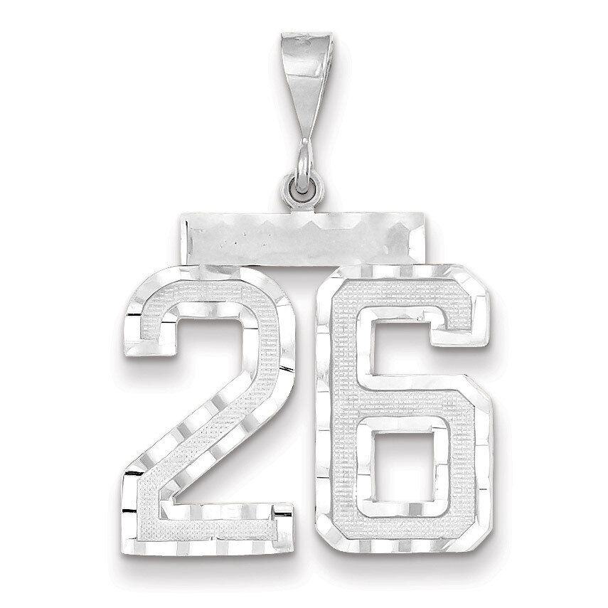 Number 26 Charm 14k white Gold Large Diamond -cut WLN26, MPN: WLN26, 883957123554
