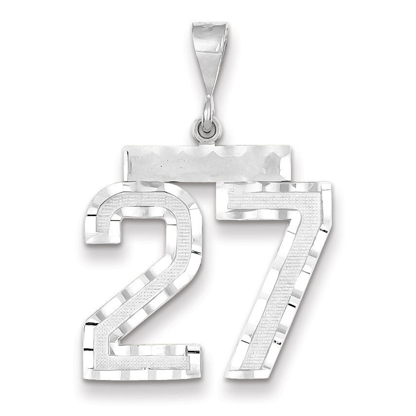 Number 27 Charm 14k white Gold Large Diamond -cut WLN27, MPN: WLN27, 883957123561