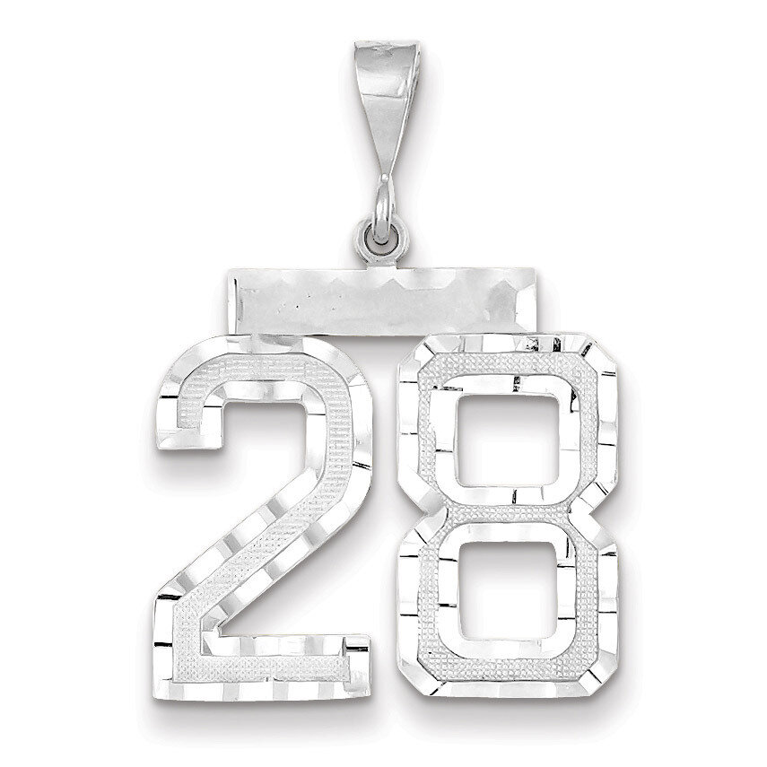 Number 28 Charm 14k white Gold Large Diamond -cut WLN28, MPN: WLN28, 883957123578