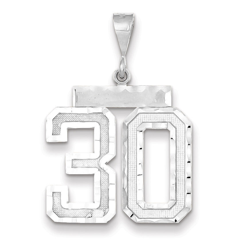 Number 30 Charm 14k white Gold Large Diamond -cut WLN30, MPN: WLN30, 883957123592