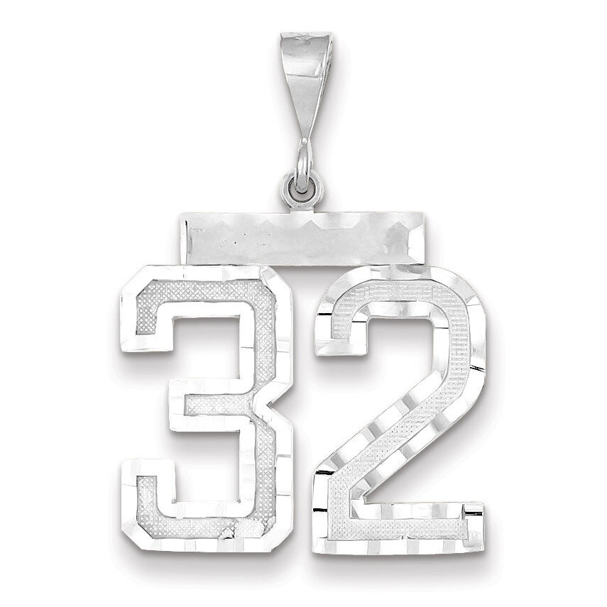 Number 32 Charm 14k white Gold Large Diamond -cut WLN32, MPN: WLN32, 883957123615