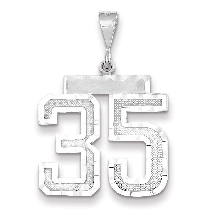 Number 35 Charm 14k white Gold Large Diamond -cut WLN35, MPN: WLN35, 883957123646