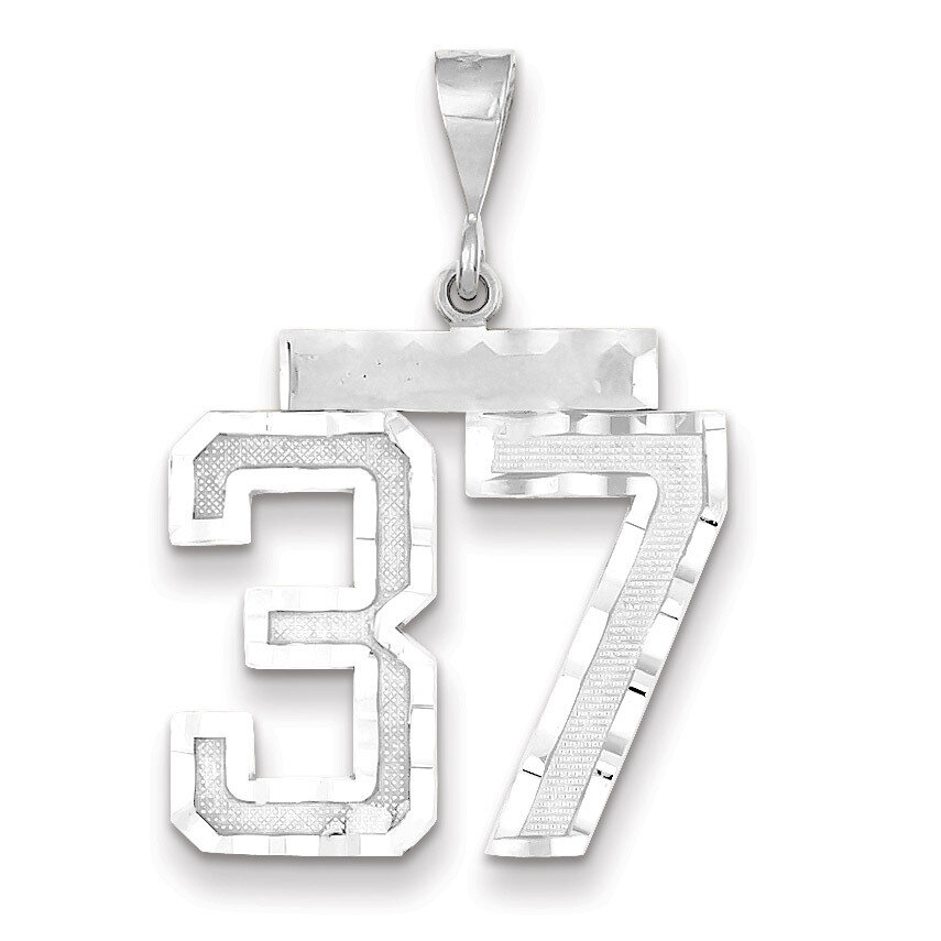 Number 37 Charm 14k white Gold Large Diamond -cut WLN37, MPN: WLN37, 883957123660