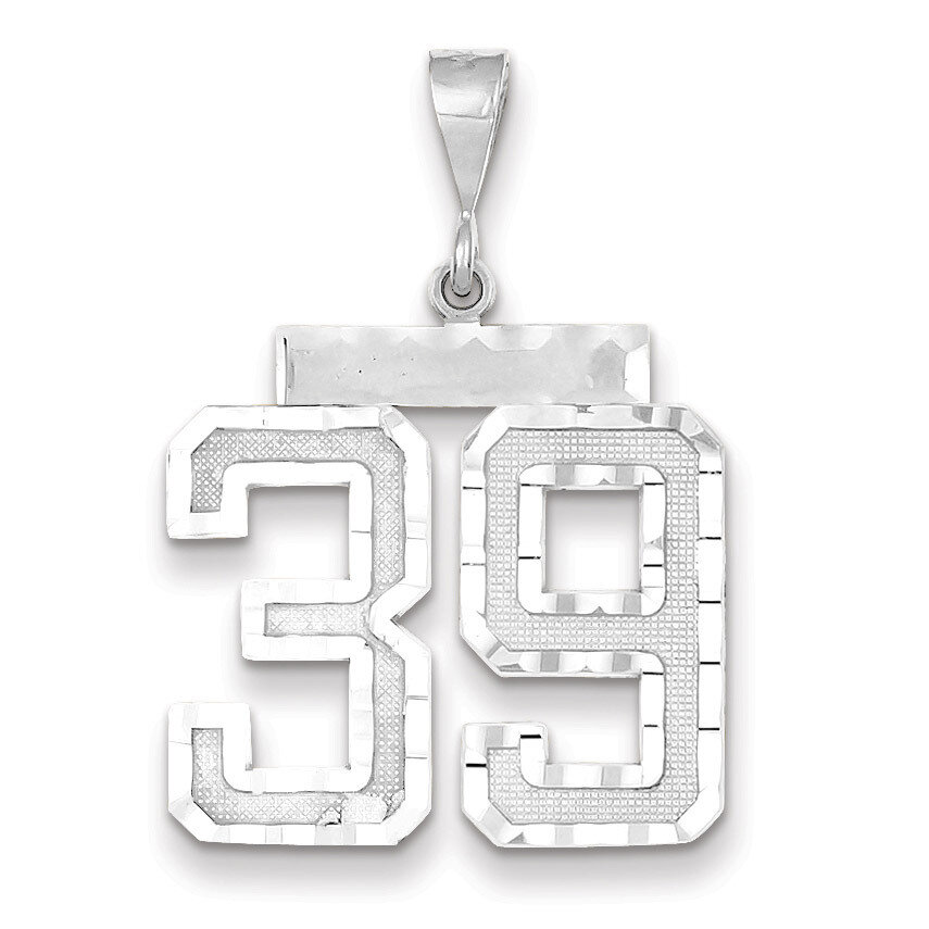 Number 39 Charm 14k white Gold Large Diamond -cut WLN39, MPN: WLN39, 883957123684