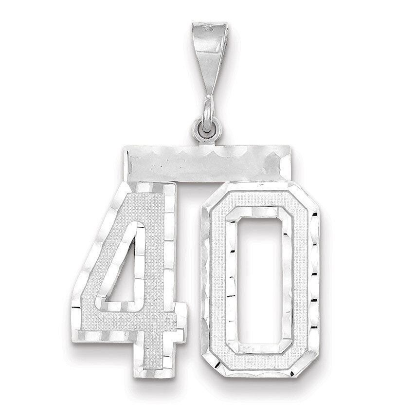 Number 40 Charm 14k white Gold Large Diamond -cut WLN40, MPN: WLN40, 883957123691