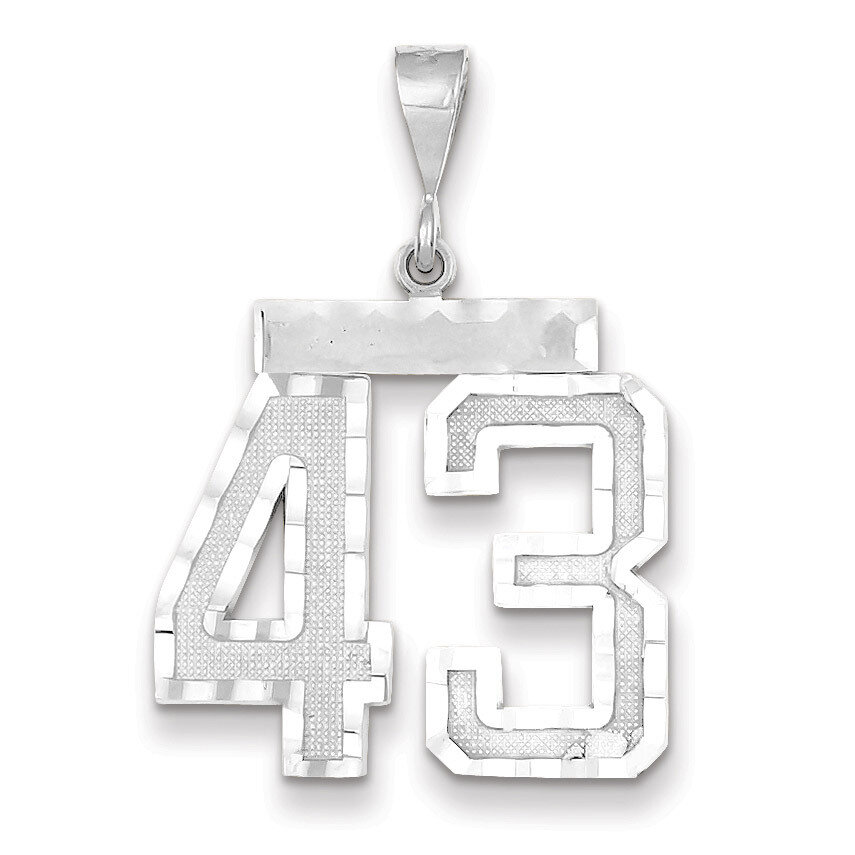 Number 43 Charm 14k white Gold Large Diamond -cut WLN43, MPN: WLN43, 883957123721