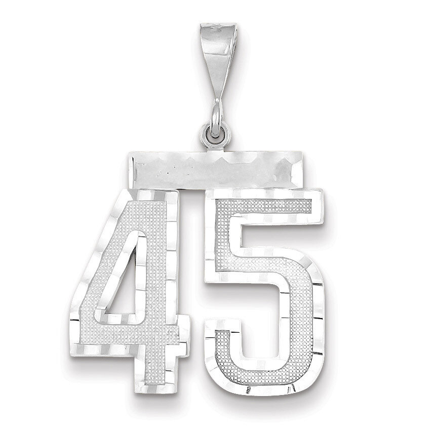 Number 45 Charm 14k white Gold Large Diamond -cut WLN45, MPN: WLN45, 883957124216