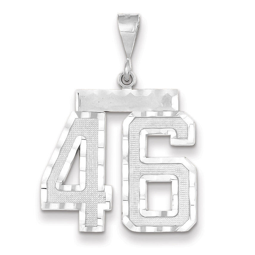 Number 46 Charm 14k white Gold Large Diamond -cut WLN46, MPN: WLN46, 883957124223