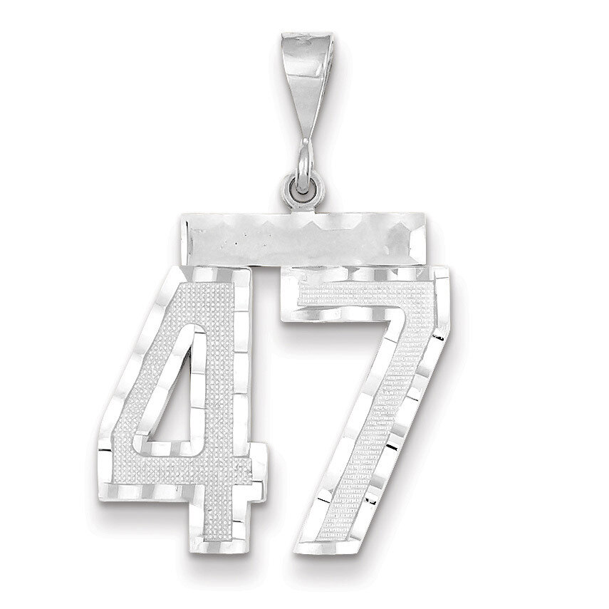 Number 47 Charm 14k white Gold Large Diamond -cut WLN47, MPN: WLN47, 883957124230