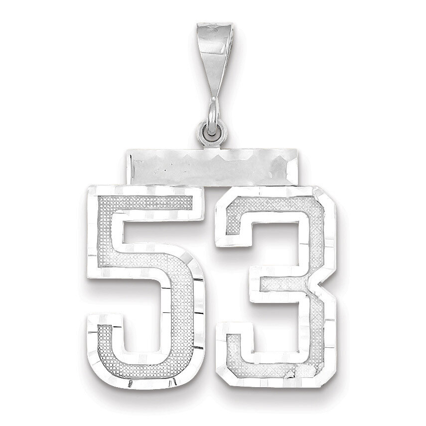 Number 53 Charm 14k white Gold Large Diamond -cut WLN53, MPN: WLN53, 883957124292