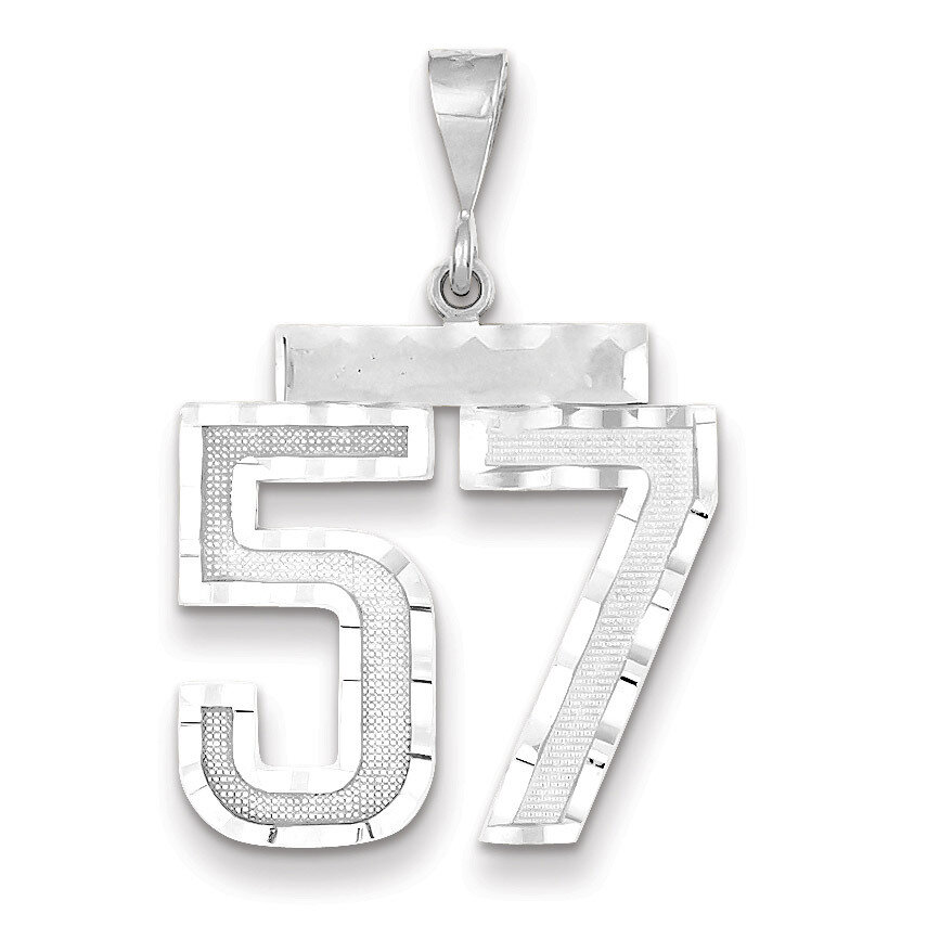 Number 57 Charm 14k white Gold Large Diamond -cut WLN57, MPN: WLN57, 883957124339