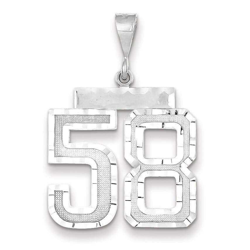 Number 58 Charm 14k white Gold Large Diamond -cut WLN58, MPN: WLN58, 883957124346