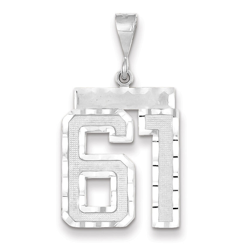 Number 61 Charm 14k white Gold Large Diamond -cut WLN61, MPN: WLN61, 883957124377