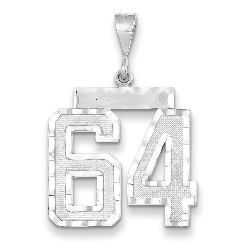 Number 64 Charm 14k white Gold Large Diamond -cut WLN64, MPN: WLN64, 883957124407