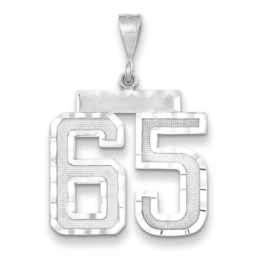 Number 65 Charm 14k white Gold Large Diamond -cut WLN65, MPN: WLN65, 883957124414