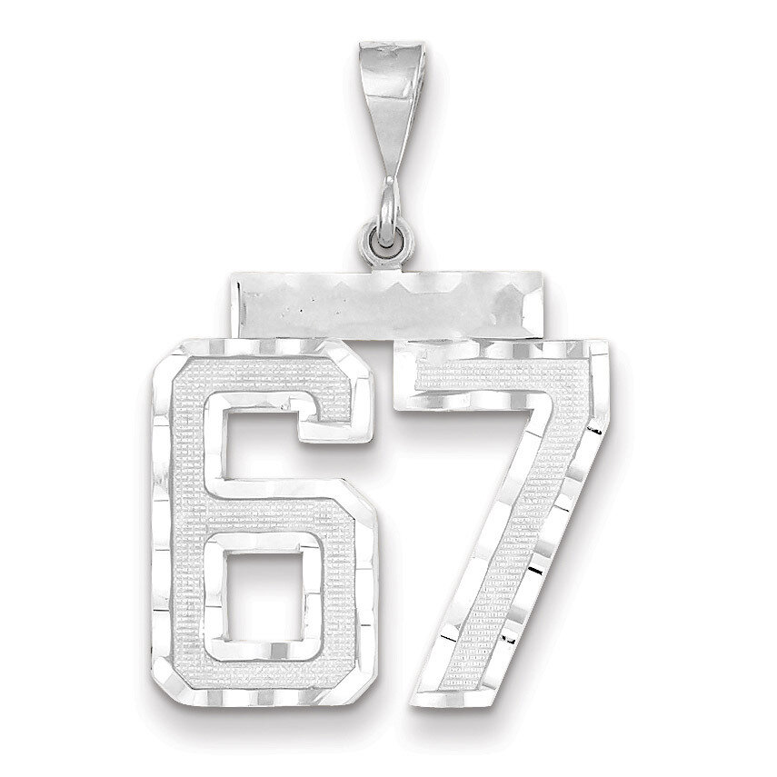 Number 67 Charm 14k white Gold Large Diamond -cut WLN67, MPN: WLN67, 883957124438