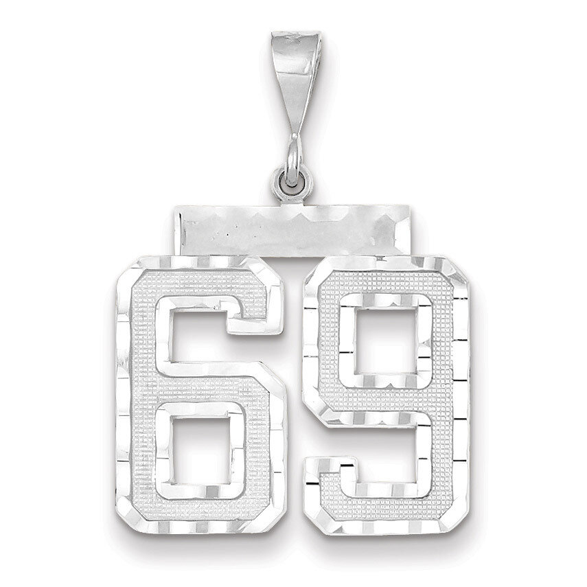 Number 69 Charm 14k white Gold Large Diamond -cut WLN69, MPN: WLN69, 883957124452