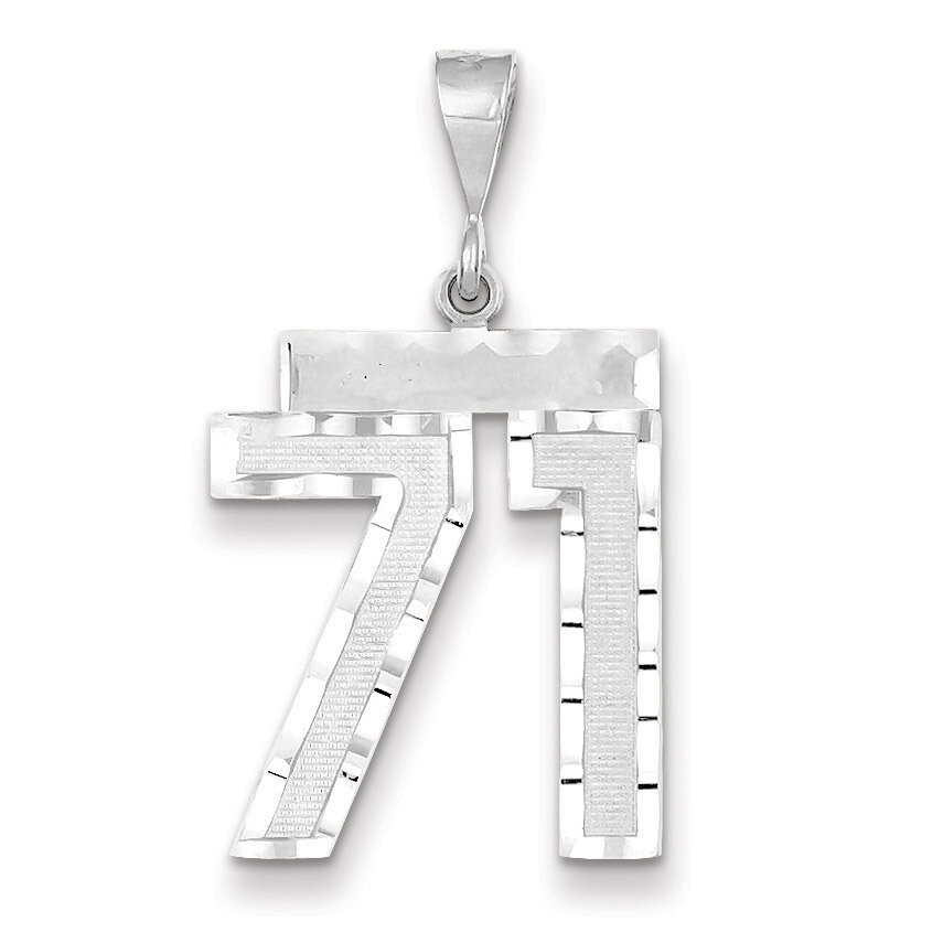 Number 71 Charm 14k white Gold Large Diamond -cut WLN71, MPN: WLN71, 883957124476