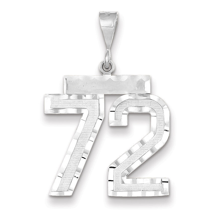 Number 72 Charm 14k white Gold Large Diamond -cut WLN72, MPN: WLN72, 883957124483
