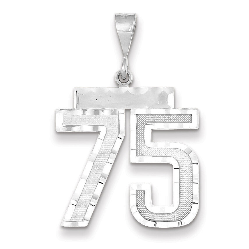 Number 75 Charm 14k white Gold Large Diamond -cut WLN75, MPN: WLN75, 883957124513