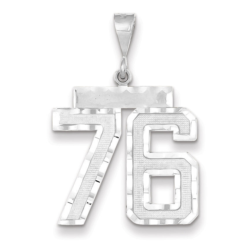 Number 76 Charm 14k white Gold Large Diamond -cut WLN76, MPN: WLN76, 883957124520