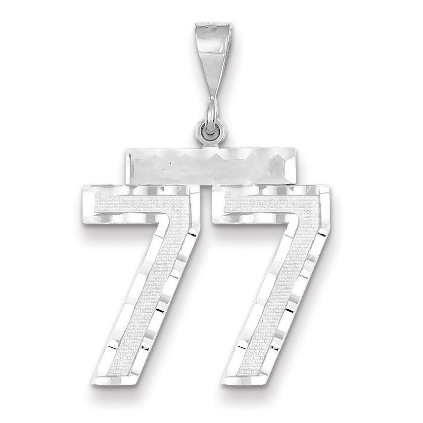 Number 77 Charm 14k white Gold Large Diamond -cut WLN77, MPN: WLN77, 883957124537