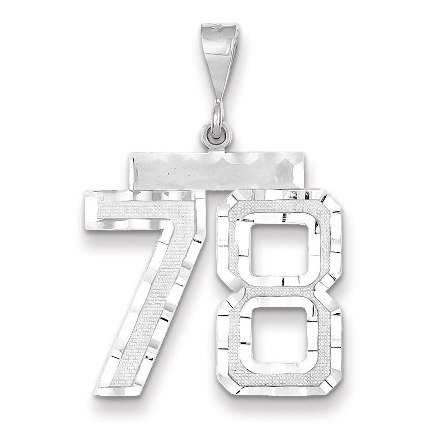 Number 78 Charm 14k white Gold Large Diamond -cut WLN78, MPN: WLN78, 883957124544