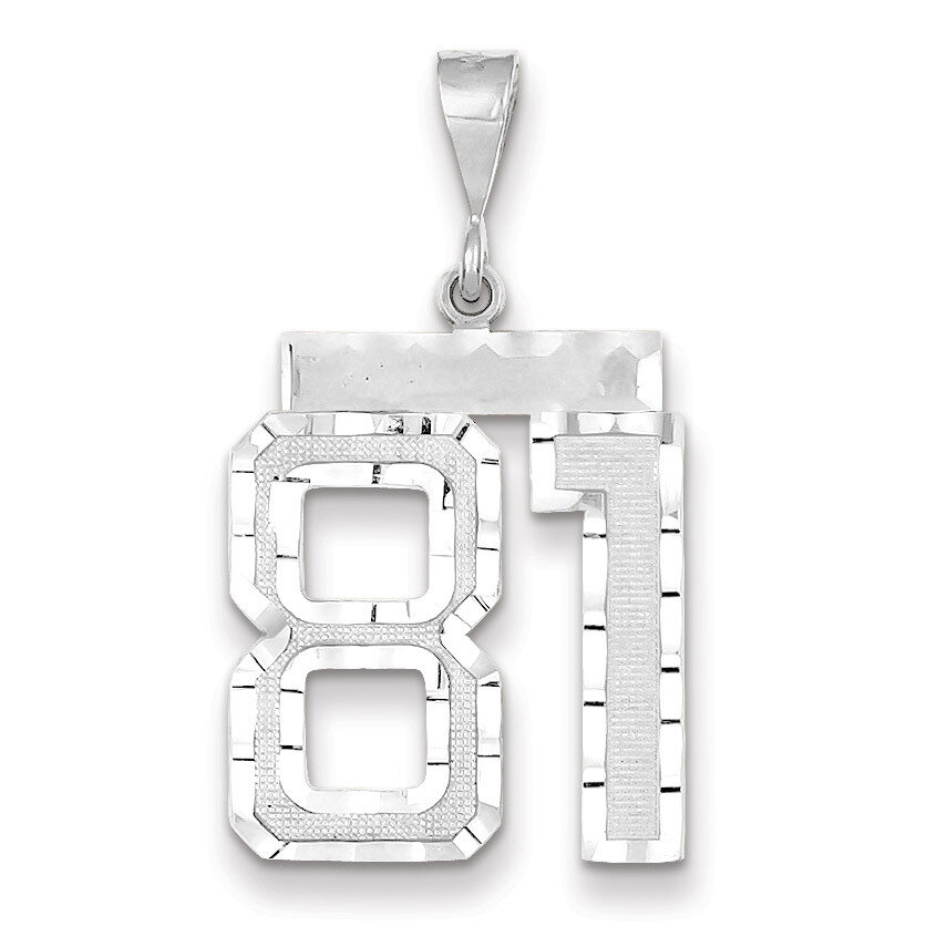 Number 81 Charm 14k white Gold Large Diamond -cut WLN81, MPN: WLN81, 883957124575