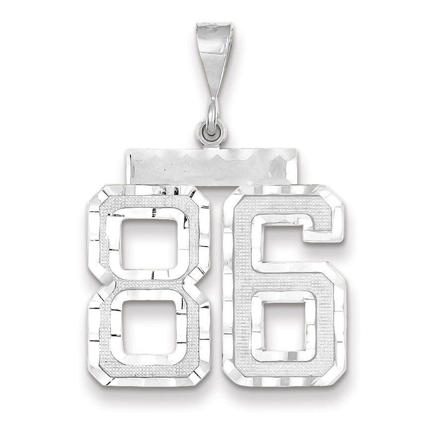 Number 86 Charm 14k white Gold Large Diamond -cut WLN86, MPN: WLN86, 883957124629