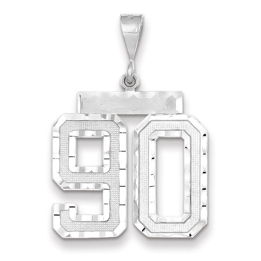 Number 90 Charm 14k white Gold Large Diamond -cut WLN90, MPN: WLN90, 883957124667