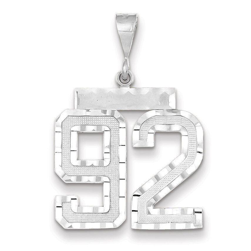 Number 92 Charm 14k white Gold Large Diamond -cut WLN92, MPN: WLN92, 883957124681